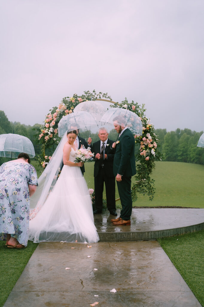 Tags Photography captures a rainy Spring Wedding at Meadows at Mossy Creek.